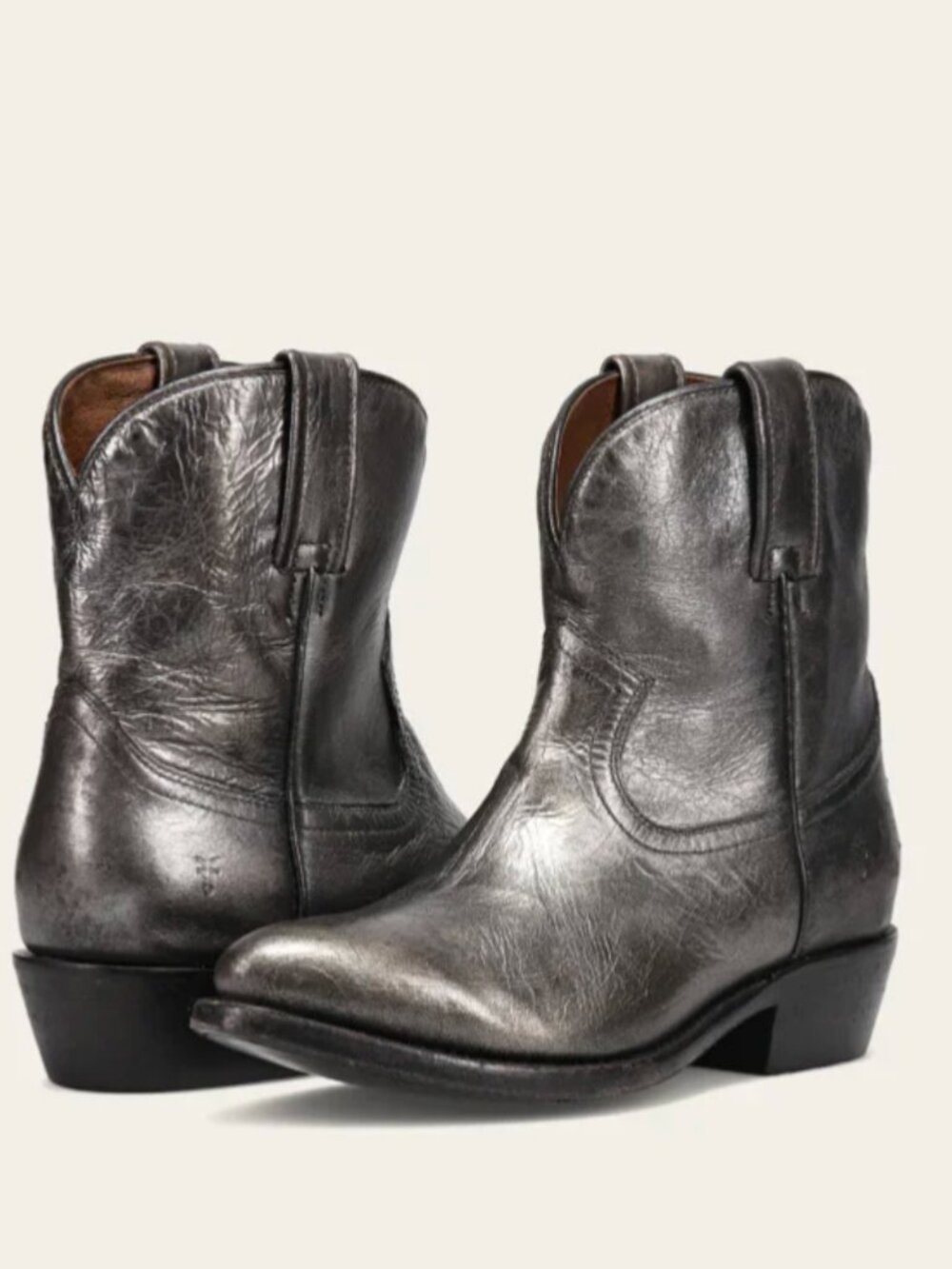 Frye Billy Short Ankle Cowboy Boot - Dark Pewter Size 8 - Picture 5 of 7